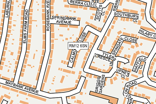 RM12 6SN map - OS OpenMap – Local (Ordnance Survey)
