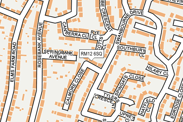RM12 6SQ map - OS OpenMap – Local (Ordnance Survey)