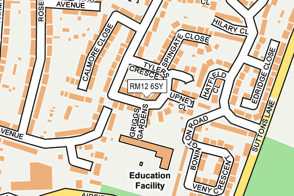 RM12 6SY map - OS OpenMap – Local (Ordnance Survey)