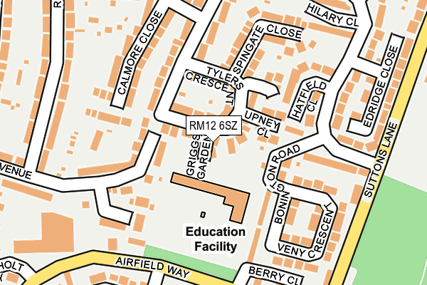 RM12 6SZ map - OS OpenMap – Local (Ordnance Survey)