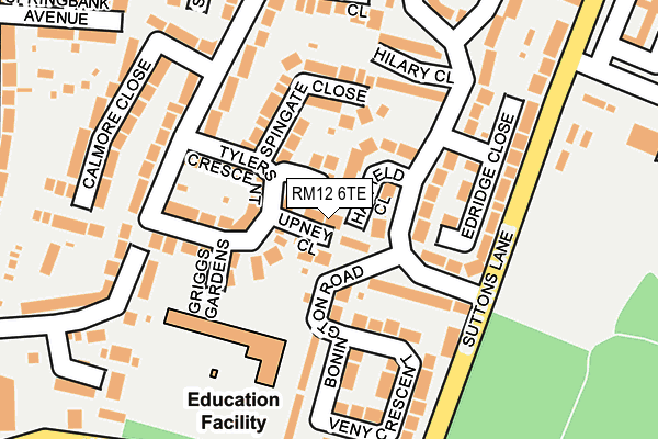 RM12 6TE map - OS OpenMap – Local (Ordnance Survey)