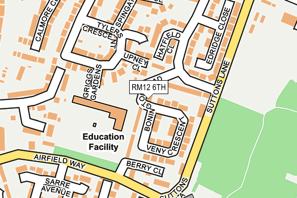 RM12 6TH map - OS OpenMap – Local (Ordnance Survey)