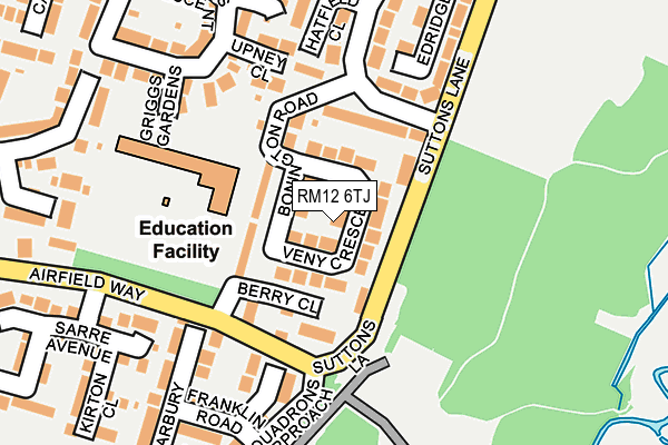 RM12 6TJ map - OS OpenMap – Local (Ordnance Survey)