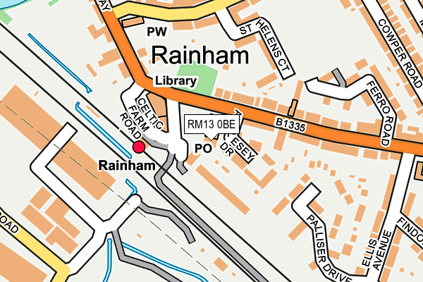 RM13 0BE map - OS OpenMap – Local (Ordnance Survey)