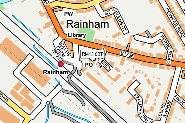 RM13 0BT map - OS OpenMap – Local (Ordnance Survey)