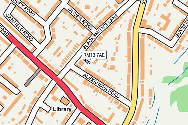 RM13 7AE map - OS OpenMap – Local (Ordnance Survey)