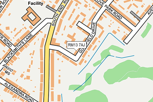 RM13 7AJ map - OS OpenMap – Local (Ordnance Survey)