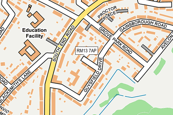 RM13 7AP map - OS OpenMap – Local (Ordnance Survey)