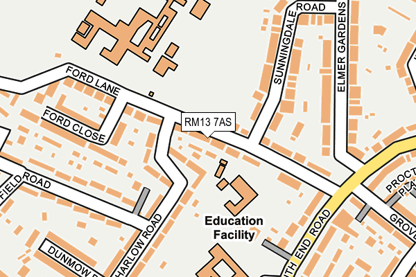 RM13 7AS map - OS OpenMap – Local (Ordnance Survey)