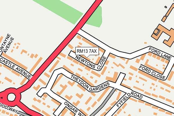RM13 7AX map - OS OpenMap – Local (Ordnance Survey)