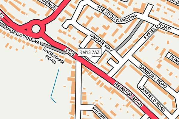 RM13 7AZ map - OS OpenMap – Local (Ordnance Survey)