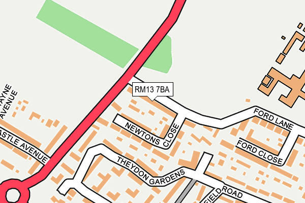 RM13 7BA map - OS OpenMap – Local (Ordnance Survey)