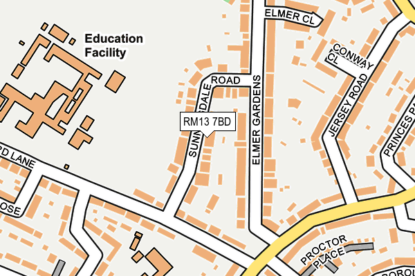 RM13 7BD map - OS OpenMap – Local (Ordnance Survey)