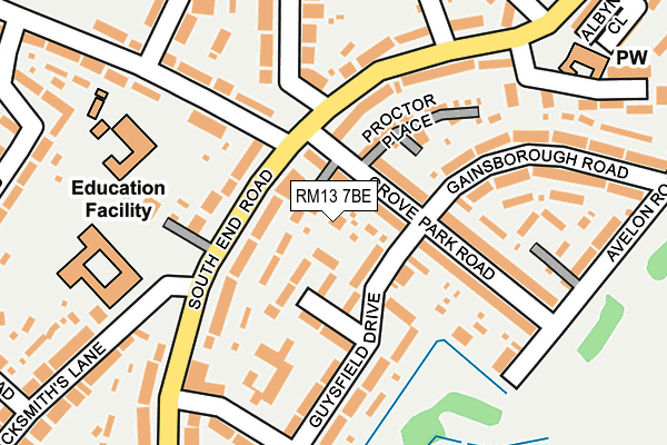 RM13 7BE map - OS OpenMap – Local (Ordnance Survey)