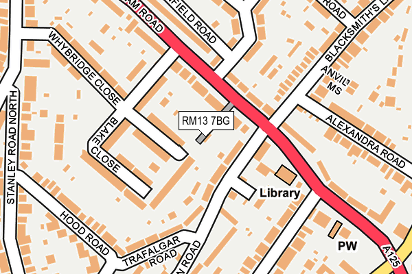 RM13 7BG map - OS OpenMap – Local (Ordnance Survey)