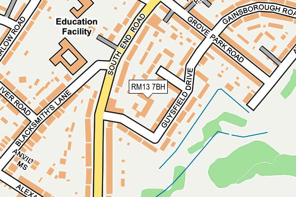 RM13 7BH map - OS OpenMap – Local (Ordnance Survey)