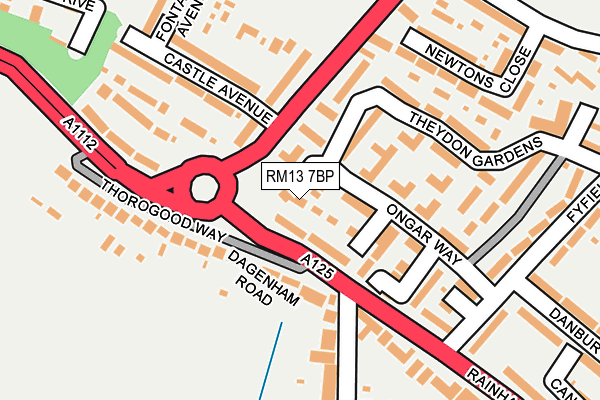 RM13 7BP map - OS OpenMap – Local (Ordnance Survey)
