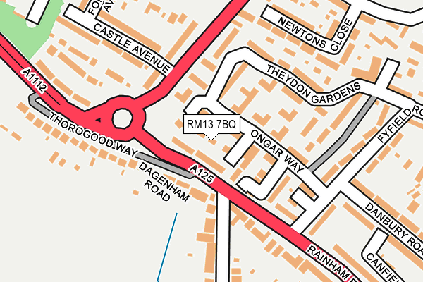 RM13 7BQ map - OS OpenMap – Local (Ordnance Survey)