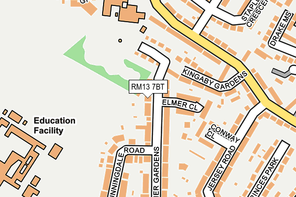 RM13 7BT map - OS OpenMap – Local (Ordnance Survey)