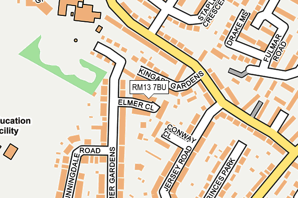 RM13 7BU map - OS OpenMap – Local (Ordnance Survey)