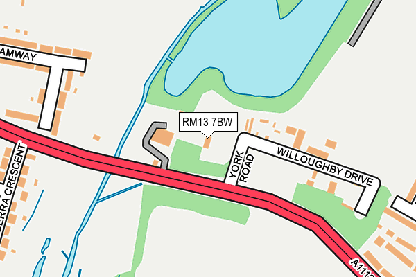 RM13 7BW map - OS OpenMap – Local (Ordnance Survey)