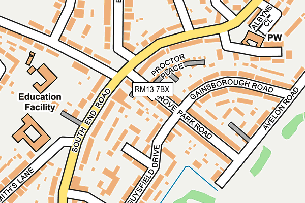 RM13 7BX map - OS OpenMap – Local (Ordnance Survey)