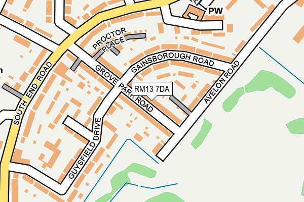 RM13 7DA map - OS OpenMap – Local (Ordnance Survey)