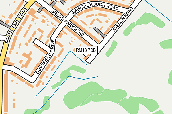 RM13 7DB map - OS OpenMap – Local (Ordnance Survey)