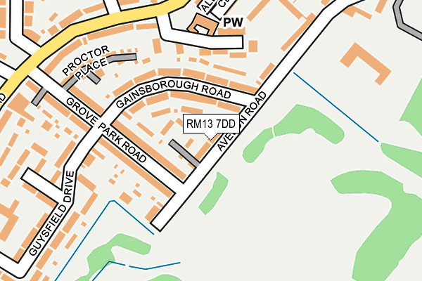 RM13 7DD map - OS OpenMap – Local (Ordnance Survey)