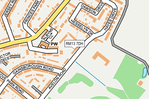 RM13 7DH map - OS OpenMap – Local (Ordnance Survey)