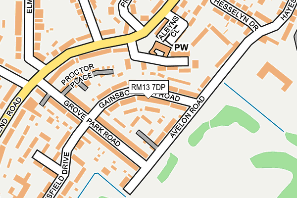 RM13 7DP map - OS OpenMap – Local (Ordnance Survey)