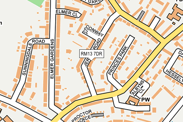 RM13 7DR map - OS OpenMap – Local (Ordnance Survey)