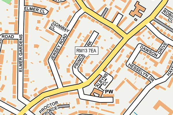 RM13 7EA map - OS OpenMap – Local (Ordnance Survey)
