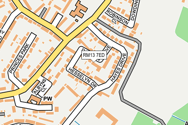 RM13 7ED map - OS OpenMap – Local (Ordnance Survey)