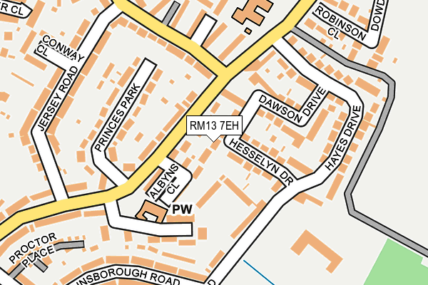 RM13 7EH map - OS OpenMap – Local (Ordnance Survey)