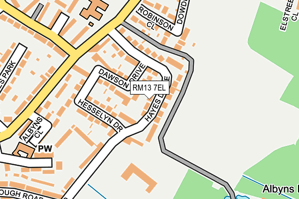 RM13 7EL map - OS OpenMap – Local (Ordnance Survey)