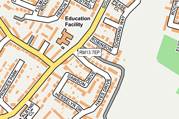 RM13 7EP map - OS OpenMap – Local (Ordnance Survey)