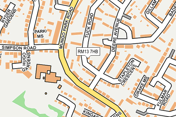 RM13 7HB map - OS OpenMap – Local (Ordnance Survey)