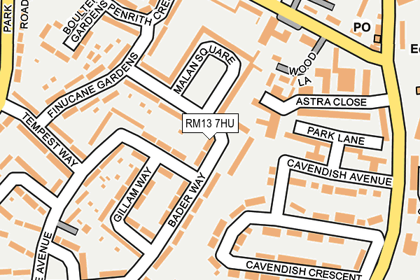 RM13 7HU map - OS OpenMap – Local (Ordnance Survey)