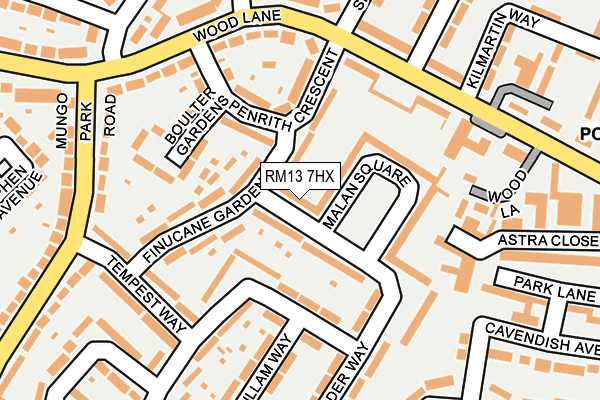 RM13 7HX map - OS OpenMap – Local (Ordnance Survey)