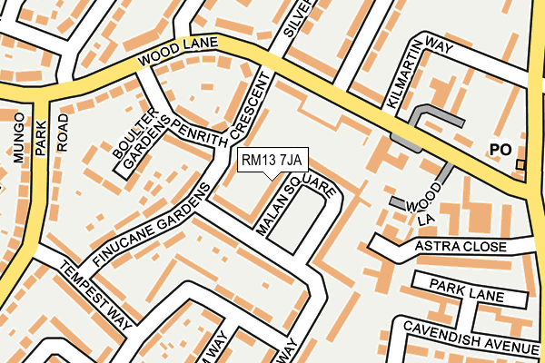 RM13 7JA map - OS OpenMap – Local (Ordnance Survey)