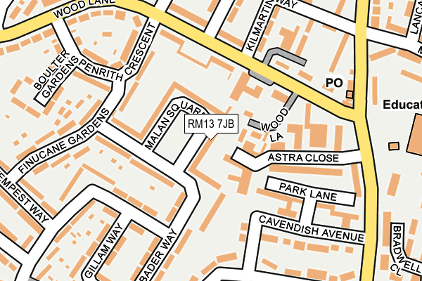 RM13 7JB map - OS OpenMap – Local (Ordnance Survey)