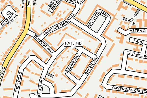 RM13 7JD map - OS OpenMap – Local (Ordnance Survey)