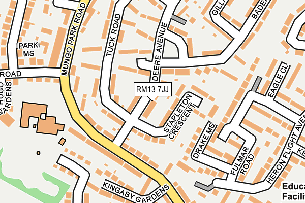 RM13 7JJ map - OS OpenMap – Local (Ordnance Survey)