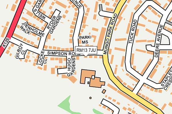 RM13 7JU map - OS OpenMap – Local (Ordnance Survey)