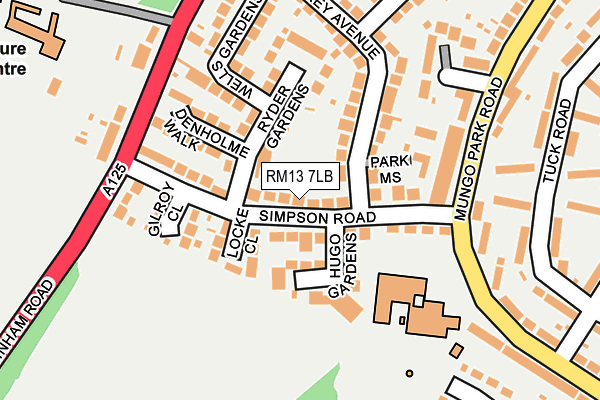 RM13 7LB map - OS OpenMap – Local (Ordnance Survey)