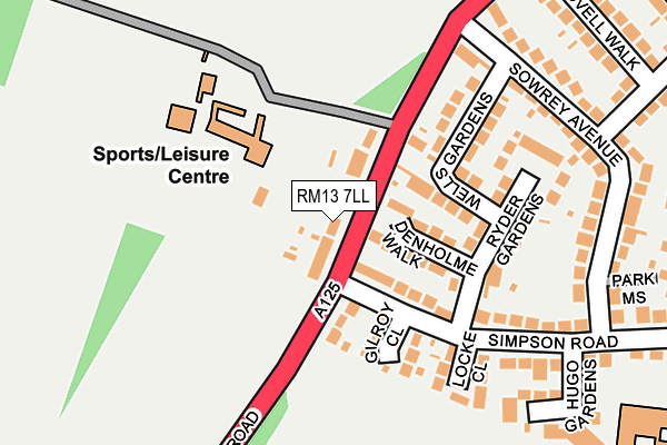 RM13 7LL map - OS OpenMap – Local (Ordnance Survey)