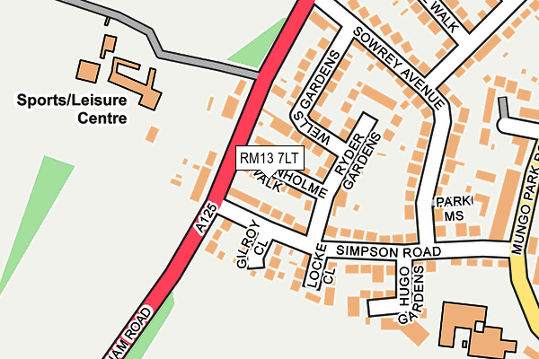 RM13 7LT map - OS OpenMap – Local (Ordnance Survey)