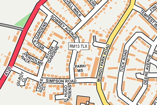 RM13 7LX map - OS OpenMap – Local (Ordnance Survey)