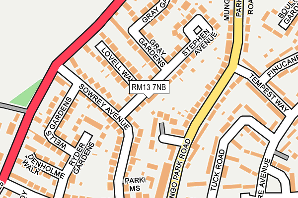 RM13 7NB map - OS OpenMap – Local (Ordnance Survey)